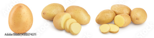 Fotomural Young potato isolated on white background