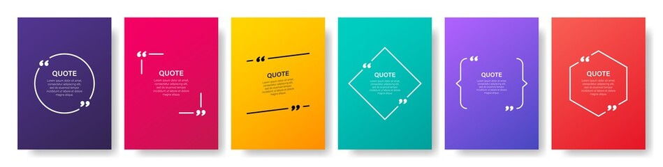 Quote box frame, big set. Quote box icon. Texting quote boxes. Blank template quote text info design boxes quotation bubble blog quotes symbols. Creative vector banner illustration.