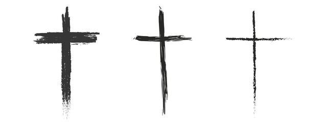 set hand drawn cross. vector cross. the cross is made with a brush.