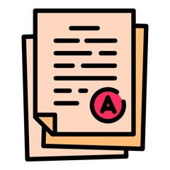 Poster - Evaluated test paper icon. Outline evaluated test paper vector icon for web design isolated on white background