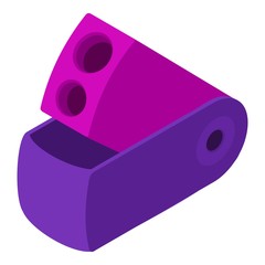 Poster - Purple sharpener icon. Isometric of purple sharpener vector icon for web design isolated on white background