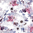 Seamless watercolor pattern with anemones and delicate spring flowers.