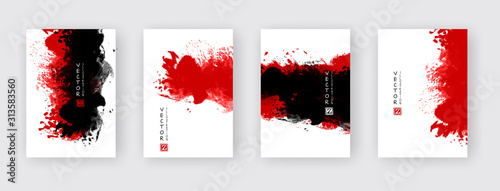 Fotografía vector abstract black red ink brush stroke