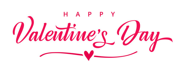 Wall Mural - Valentines day background with heart in line and elegant typography of happy valentine`s day text . Vector illustration for wallpaper, flyers, invitation, posters, brochure, banners