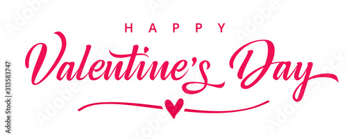 Fotografía Valentines day background with heart in line and elegant typography of happy valentine`s day text