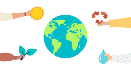 protecting the environment and protecting our world. caring for the planet, recycling waste, growing