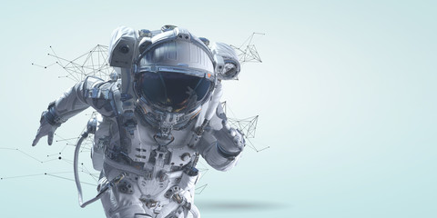 Wall Mural - Spaceman running fast. Mixed media