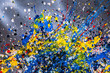 abstract expressonism. Picture painted using the technique of dripping. Mixing different colors red yellow blue white black. Horizontal orientation.