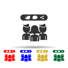 Poster - Online marketing, friends multi color style icon. Simple glyph, flat vector of online marketing icons for ui and ux, website or mobile application