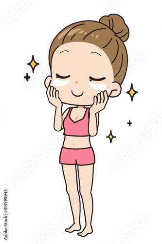 パックをする女性の斜めイラスト 全身図 Stock Vector Adobe Stock