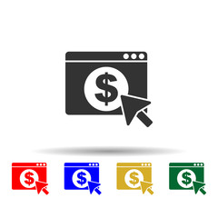 Poster - online marketing, pay per click multi color style icon. simple glyph, flat vector of online marketin