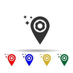 Poster - online marketing, location pin multi color style icon. simple glyph, flat vector of online marketing