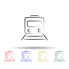 Poster - train multi color style icon. Simple thin line, outline vector of travel icons for ui and ux, website or mobile application
