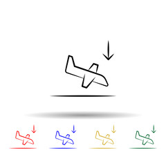 Poster - aircraft landing multi color style icon. Simple thin line, outline vector of travel icons for ui and ux, website or mobile application