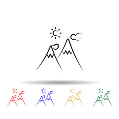 Poster - mountain multi color style icon. simple thin line, outline vector of travel icons for ui and ux, web