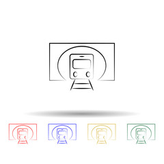 Poster - rail road multi color style icon. Simple thin line, outline vector of travel icons for ui and ux, website or mobile application