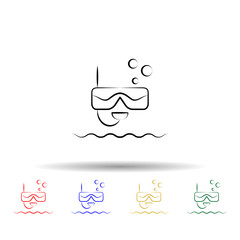 Poster - snorkeling multi color style icon. Simple thin line, outline vector of travel icons for ui and ux, website or mobile application