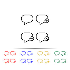 Poster - speech, bubble, plus, remove, minus sign multi color style icon. Simple thin line, outline vector of web icons for ui and ux, website or mobile application