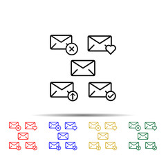 Poster - envelope, remove, heart, upload, check sign multi color style icon. Simple thin line, outline vector of web icons for ui and ux, website or mobile application