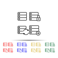 Poster - server, lock, refresh, plus sign multi color style icon. Simple thin line, outline vector of web icons for ui and ux, website or mobile application