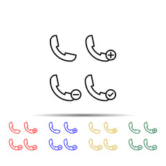 Poster - handset, plus, check, minus sign multi color style icon. Simple thin line, outline vector of web icons for ui and ux, website or mobile application