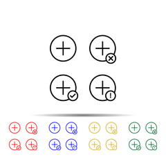 Poster - plus, plus, check, minus, exclamation sign multi color style icon. Simple thin line, outline vector of web icons for ui and ux, website or mobile application