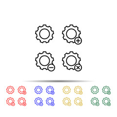 Poster - gear, plus, remove, minus sign multi color style icon. simple thin line, outline vector of web icons