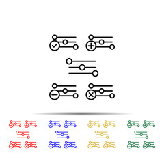 Poster - settings, plus, remove, minus, check sign multi color style icon. simple thin line, outline vector o