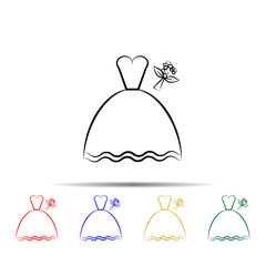 Poster - brides dress multi color style icon. Simple thin line, outline vector of wedding icons for ui and ux, website or mobile application