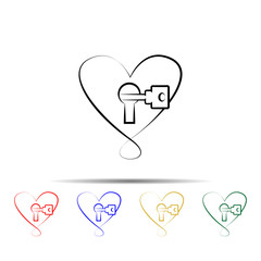 Poster - heart with lock and key multi color style icon. Simple thin line, outline vector of wedding icons for ui and ux, website or mobile application