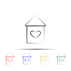 Poster - house with heart multi color style icon. Simple thin line, outline vector of wedding icons for ui and ux, website or mobile application