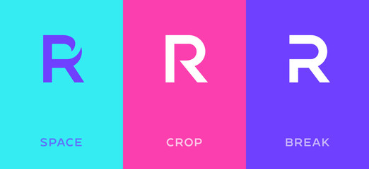 Leinwandbilder - Set of letter R minimal logo icon design template elements