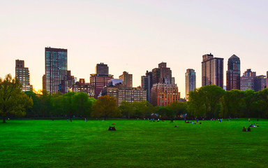 Wall Mural - Central park West New York, great design for any purposes. Midtown Manhattan, USA. View with Skyline of Skyscrapers architecture in NYC. Nature background. Urban cityscape. NY, US