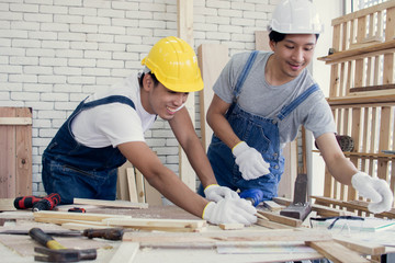 Carpenterss is making wooden furnitures