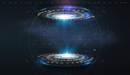 futuristic circle vector hud, gui, ui interface screen design. abstract style on blue background. ab