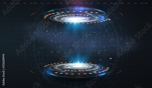 Cuadros en Lienzo Futuristic circle vector HUD, GUI, UI interface screen design