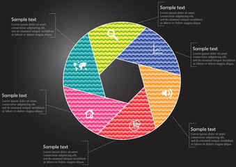 Wall Mural - Round infographic template with hexagonal separation to six parts