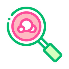 Poster - Magnifier Bacteria Microbe Vector Thin Line Icon. Organic Germ Bacteria Cosmetic, Natural Component Linear Pictogram. Eco-friendly, Cruelty-free Product, Molecular Analysis Contour Illustration