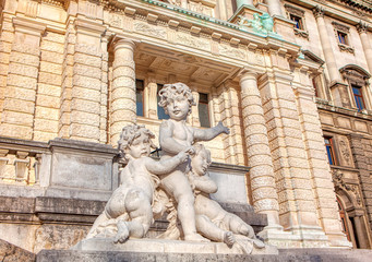 Wall Mural - sculptures of naked boys in front of Neue Burg in Vienna