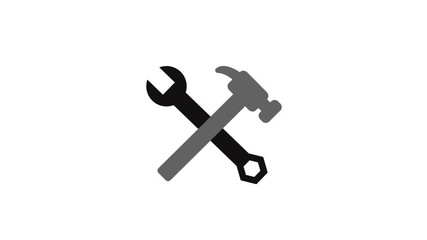 Aufkleber - Hammer and wrench outline icon animation video. Hand drawn like symbol animated with motion graphic, can be used as loop item, has alpha channel and it's at 4K video resolution.