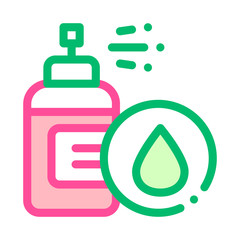 Poster - Spray Lotion Drop Cosmetic Vector Thin Line Icon. Organic Cosmetic, Natural Ingredient Linear Pictogram. Eco-friendly, Cruelty-free Product, Molecular Analysis Contour Illustration