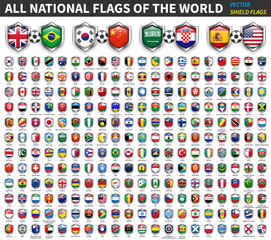 Aufkleber - All national flags of the world . Shield flag design . Sport and soccer competition concept . Element vector .