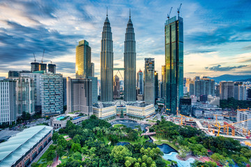 kuala kumpur skyline at dusk