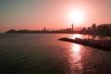 skyline at sunset-Benidorm