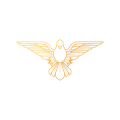 Dove Logo icon vector illustration. Abstract Line art of a flying dove with olive branch