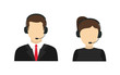 Call center operator male and female call center icon. Vector