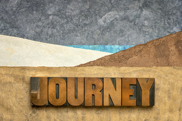 Wall Mural - journey concept in letterpress wood type