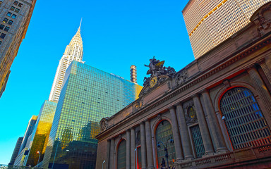 Wall Mural - Street view of Entrance in Grand Central Terminal Building, or GCT in Midtown Manhattan, New York City, USA. America. American architecture. Panorama of Metropolis NYC