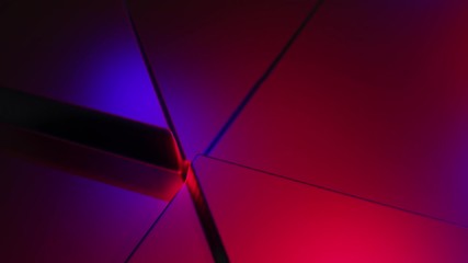Poster - red abstract background 3d animation with extruded triangles moving and changing sizes, seamless loop animation	