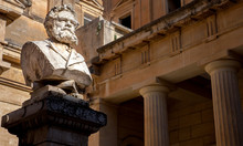 The Bust Of Giosue Carducci In Front Of The Convitto Palmieri Library On The Piazzetta Carducci In Lecce Puglia Italy